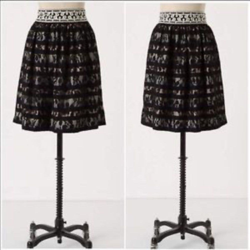 Anthro Floreat Charente Lace Overlay Skirt Sz 6